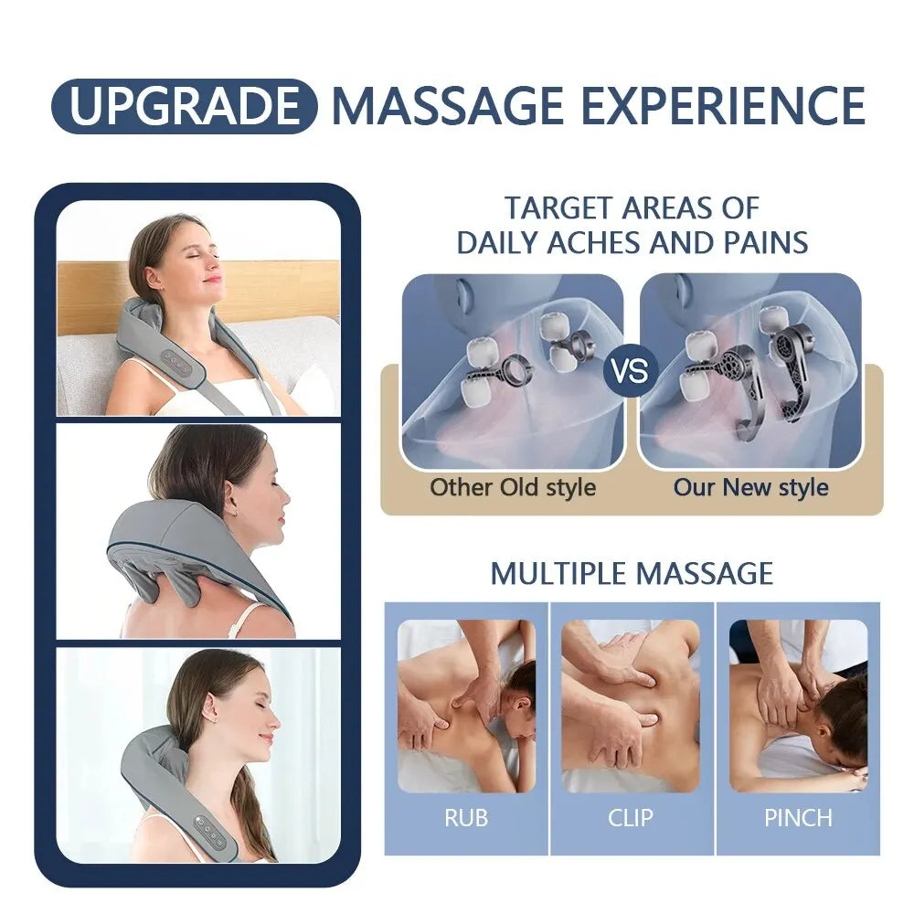 Apex Wireless Neck And Back Massager Neck And Shoulder Kneading Massage Shawl Neck Cervical Relaxing Trapezius Massager